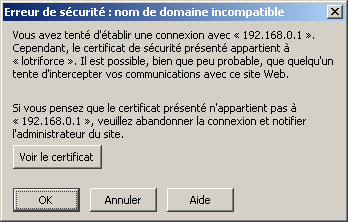certificat de sécurité d'Apache SSL lors de la connexion au site avec son navigateur
